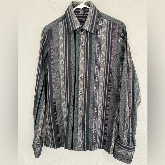 Kenneth Cole Shirt Mens Medium M Floral Button Up Collared Long Sleeve LIKE NEW - Picture 1 of 6